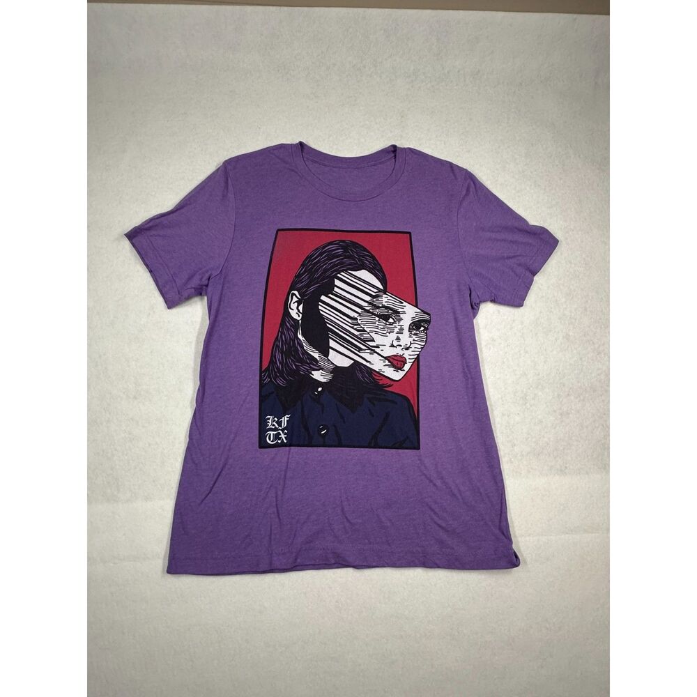 Men's T-shirt, Purple shirt, Lady's face on the front